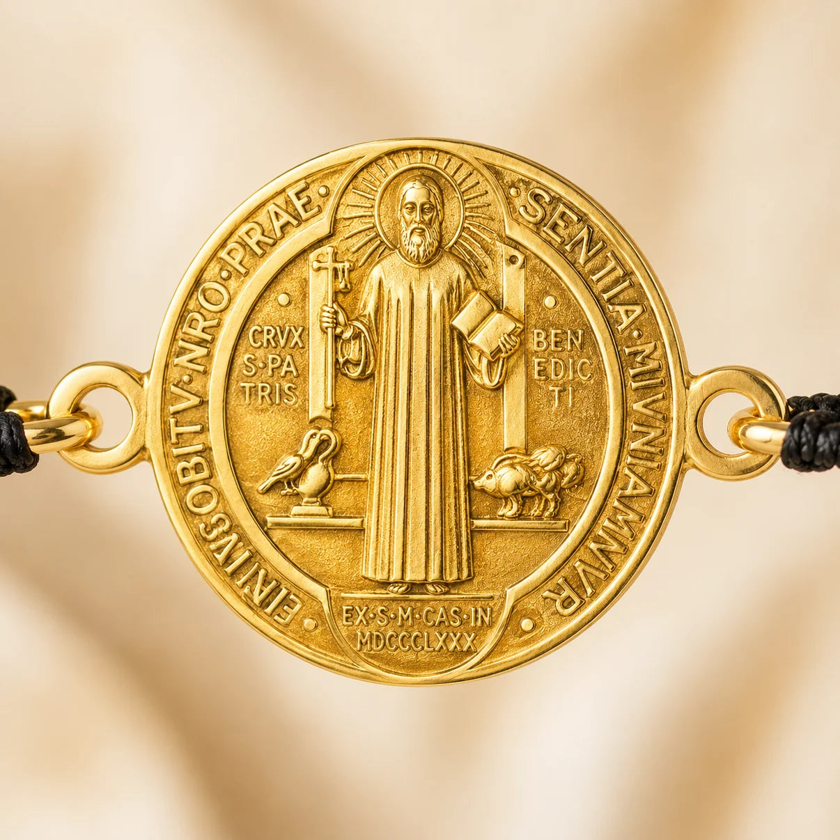 Pulsera San Benito · Acabado Dorado Premium